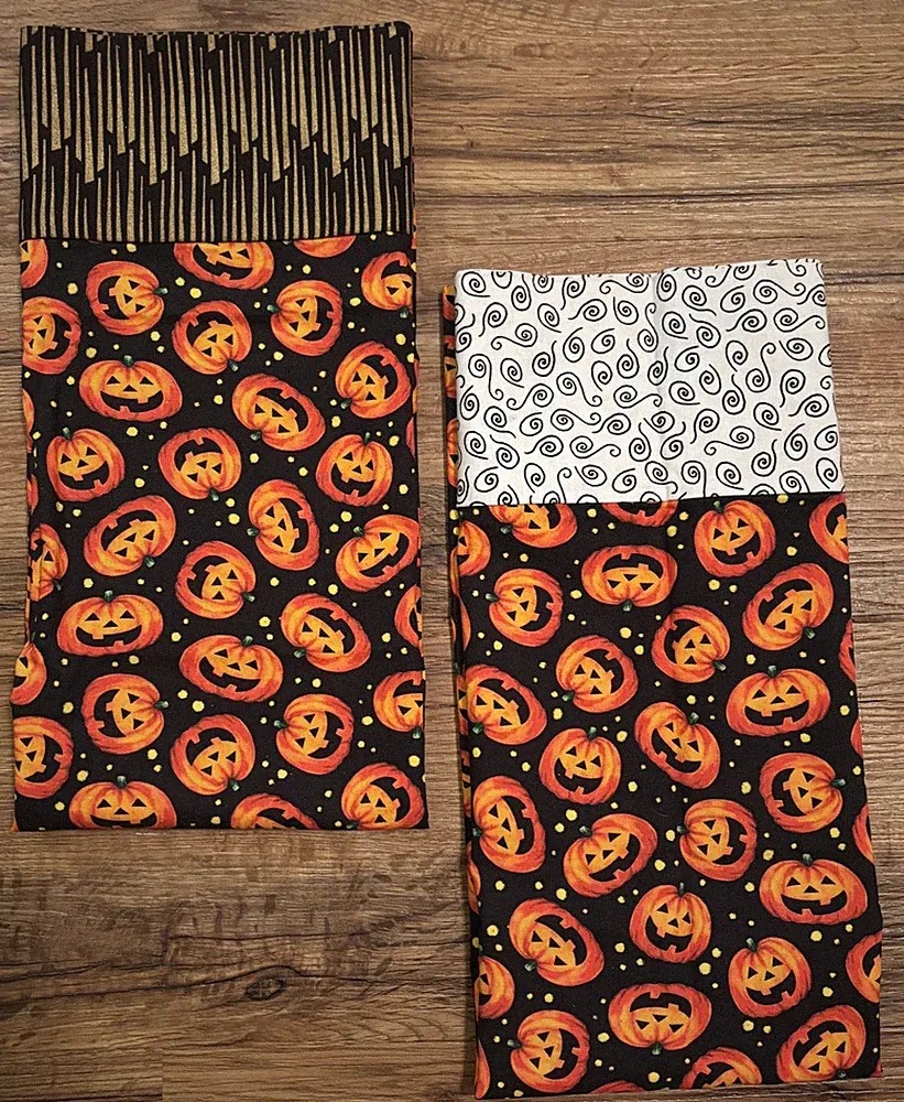 2 Std / Queen Pillowcases Halloween Pumpkin Jack-O-Lantern Cotton 29" x 19"