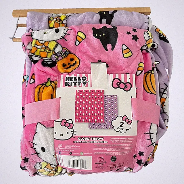 2025 Hello Kitty Halloween Blanket Set 2-Pack Pink And Purple 60x70