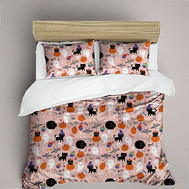 3D Halloween Pumpkin Cat Kids Quilt Cover Set Bedding Sets Pillowcases