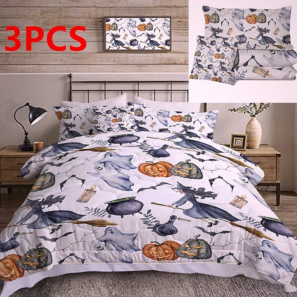 8 PCS Duvet Cover Set Halloween BlessLiving Witch Comforter Bedding All Season