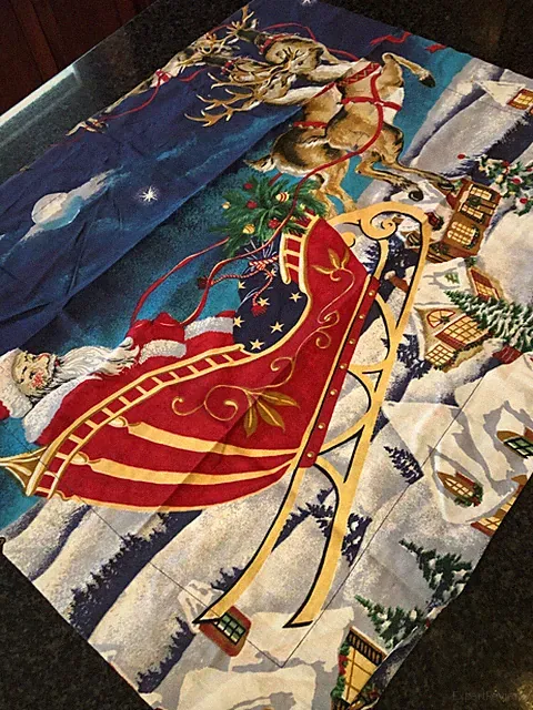 Blue with Stars Santa & Sleigh Twin Bedskirt & Sham Christmas Holiday Bedding