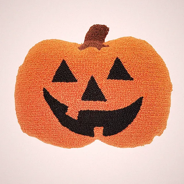 C&F Home Pumpkin Shaped Halloween Hooked Throw Pillow 16 x 18 Orange