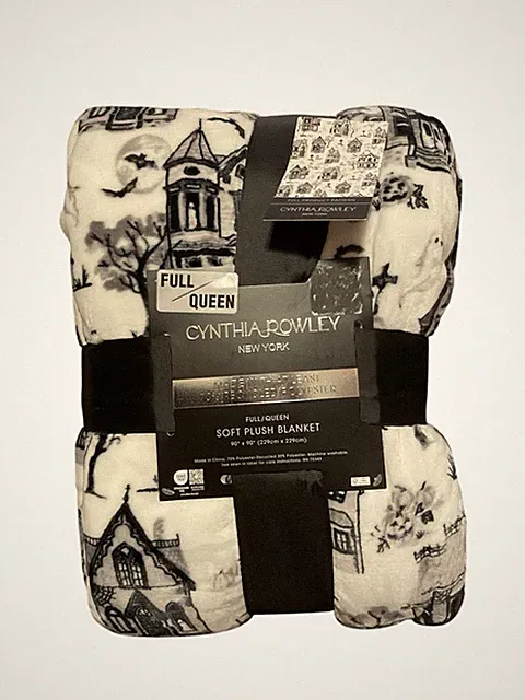 Cynthia Rowley Halloween Haunted House Ghosts Full/Queen 90” x 90" Blanket Throw