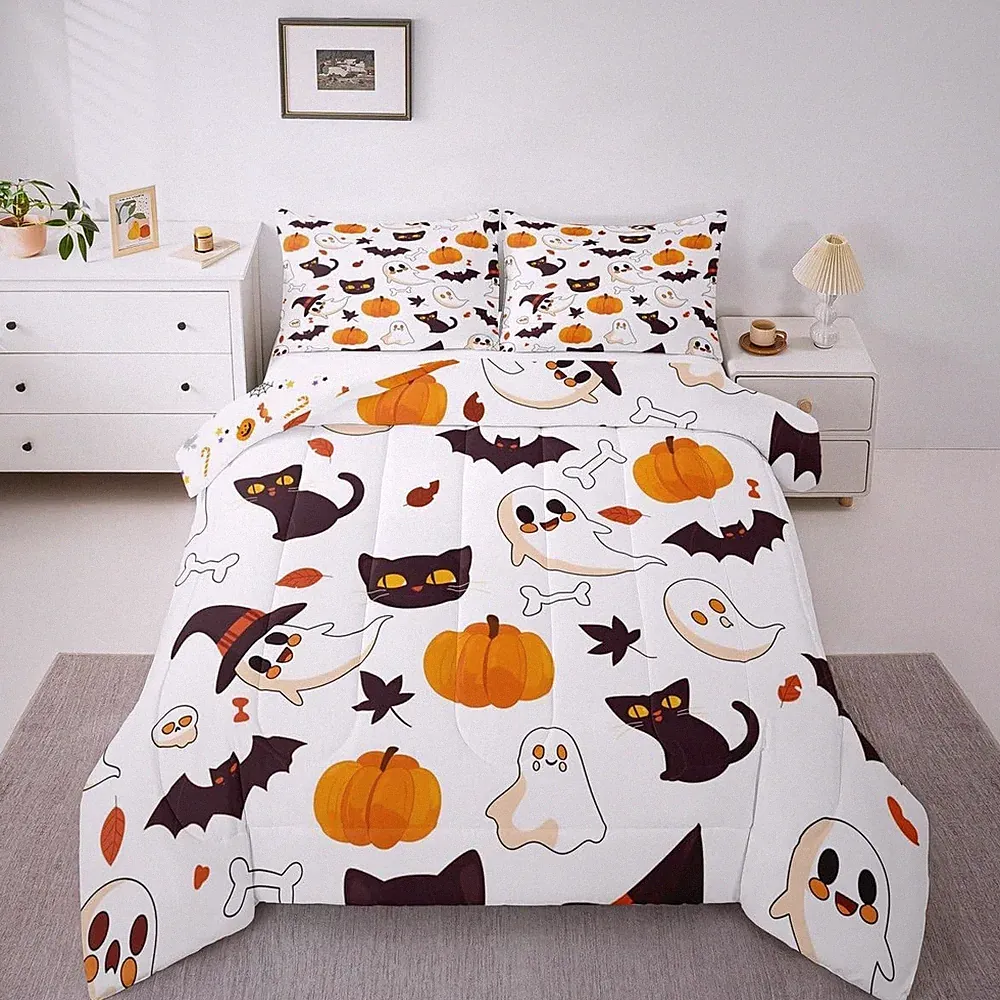 Halloween Bedding Kids Ghosts Pumpkin Comforter Cover - Twin Size
