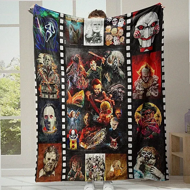 Halloween Flannel Blanket Soft Cozy Throw for Kids Adults Gift