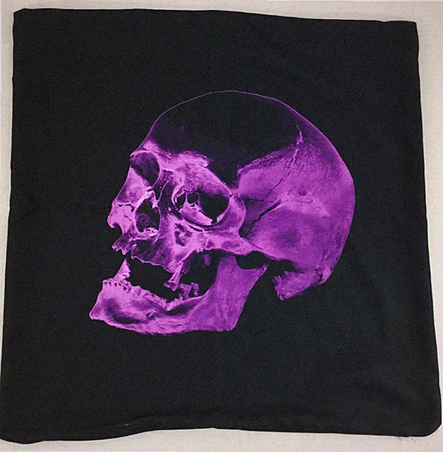 Halloween Skull Pillow Sham Euro 26x26 Black Purple Goth Polyester Twill USA New