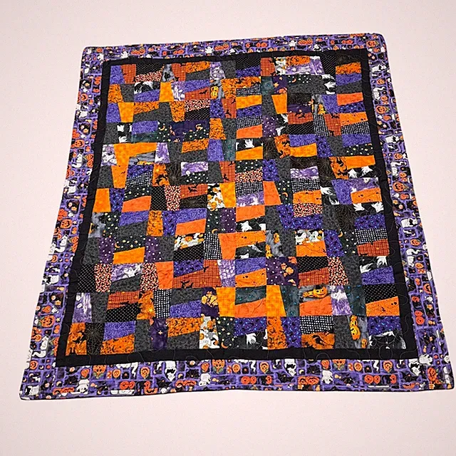 Handmade Halloween Patchwork Quilt Throw Blanket Cats Bats Ghosts Pumpkins