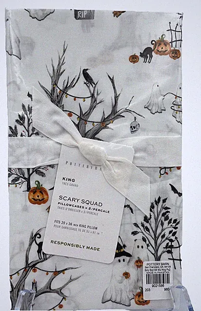 Pottery Barn Scary Squad Ghost King Size Halloween Pillowcases Set 2 NEW Gift