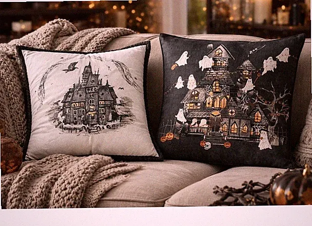 Set 2 Pottery Barn Wednesday Halloween Pillow Covers Addams Family 20"