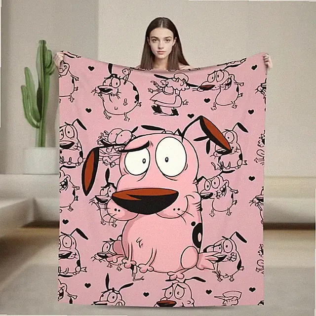 Spooky Cartoon Dog Style Flannel Blanket Cozy Halloween Throw