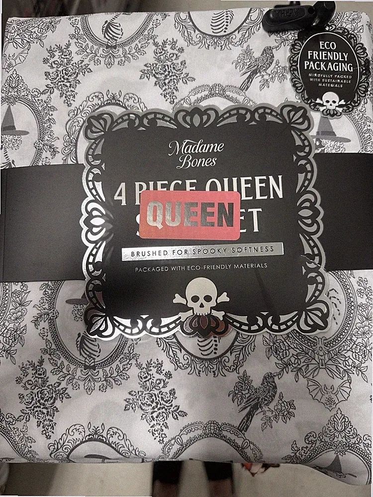 Spooky Halloween Madame Bones Queen Sheet Set Eco-Friendly Brushed Softness