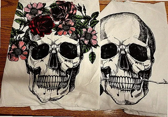 Sugar Skull Day Of The Dead Gothic Skull & Roses His/Hers Pillow Shams Halloween
